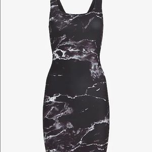 Express Body Contour Marble Print Scoop Neck Mini Sheath Dress XS